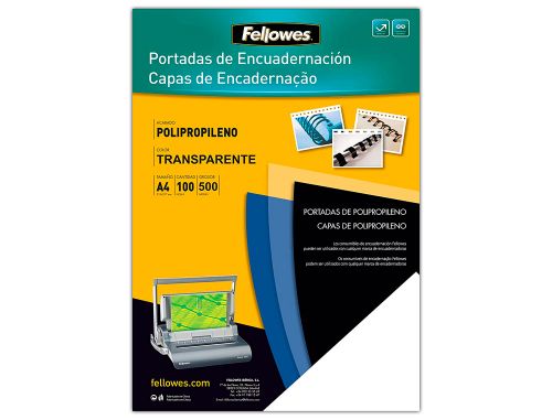 Capa de encadernacao fellowes polipropileno din a4 transparente 450 microns pack de 100 unidades , Fellowes , 155177 , 0043859517947